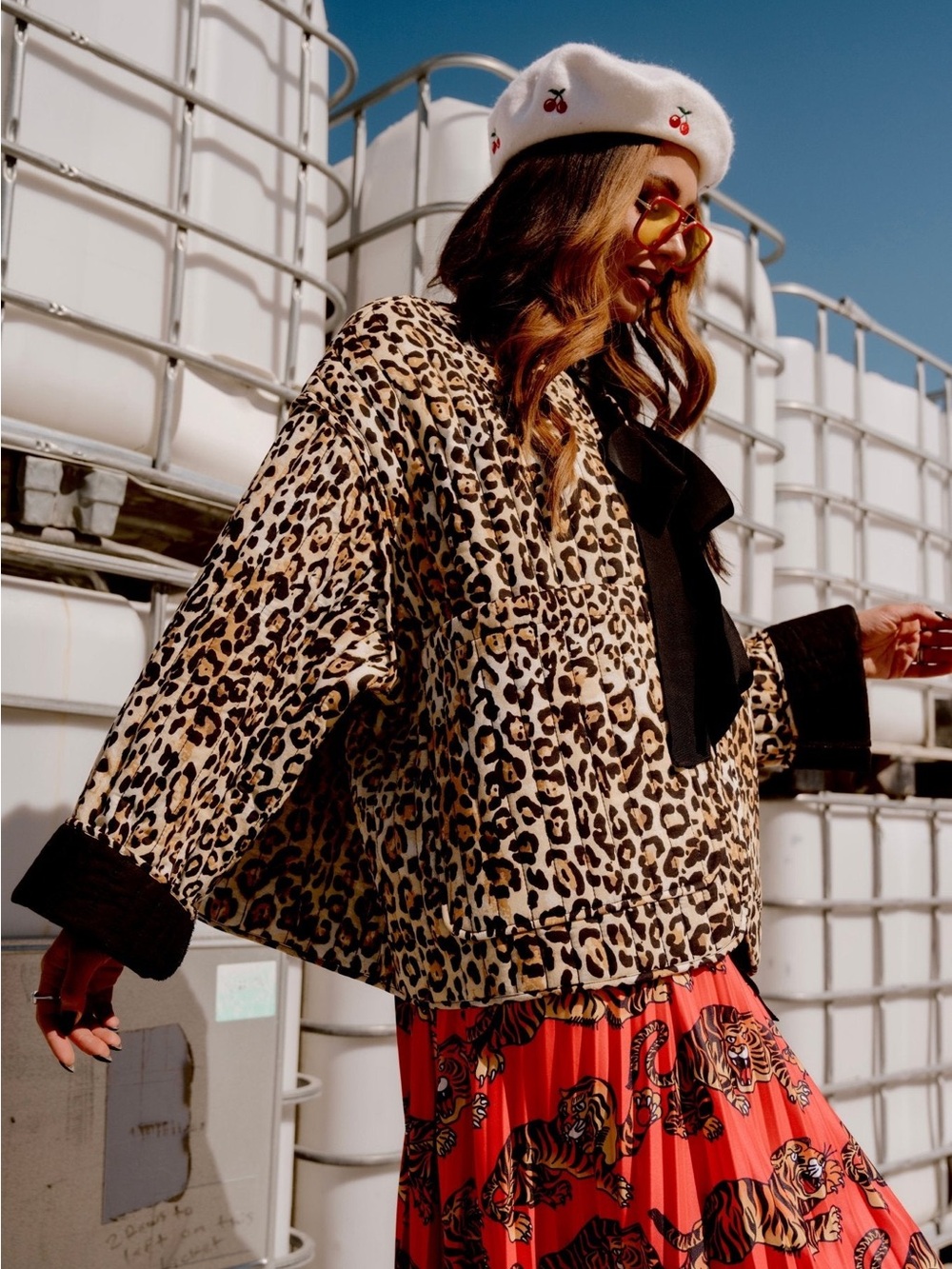 New! Dressed in LALA Welcome to Lalaland Quilted Leopard Oversized Jacket - S/M - Picture 3 of 7